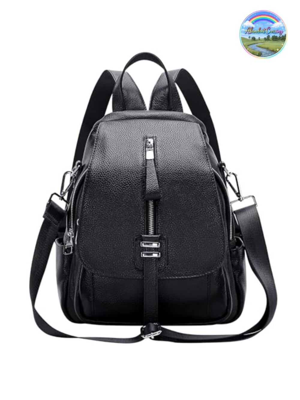 Genuine Leather Backpack Purse Buckle Flap Convertible Shoulder Bag